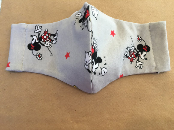 Grey Kids Mickey Mouse Face Mask (ages 4-6) - Jersey Knit Cotton