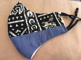 African Print with Denim Accent - Face Mask