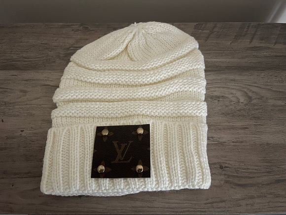 Designer Inspired Beanie Hat (Winter White)