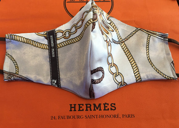 Designer Inspired Hermès inspired Face Mask - Silk