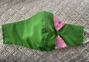 Green W/Pink Bow Cotton Fave Mask