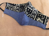 African Print with Denim Accent - Face Mask