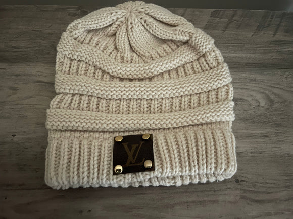 Designer Inspired Beanie Hat (Ivory)