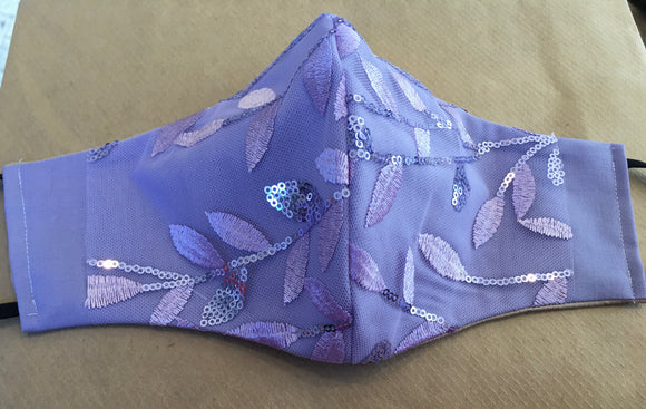 Lavender Purple Couture Sequin Embroidery Face Mask