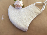 Ivory Lace Wedding Face Mask - (Extra Large Full Coverage)