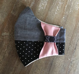 Designer Inspired Polka Dot w/Bow Face Mask